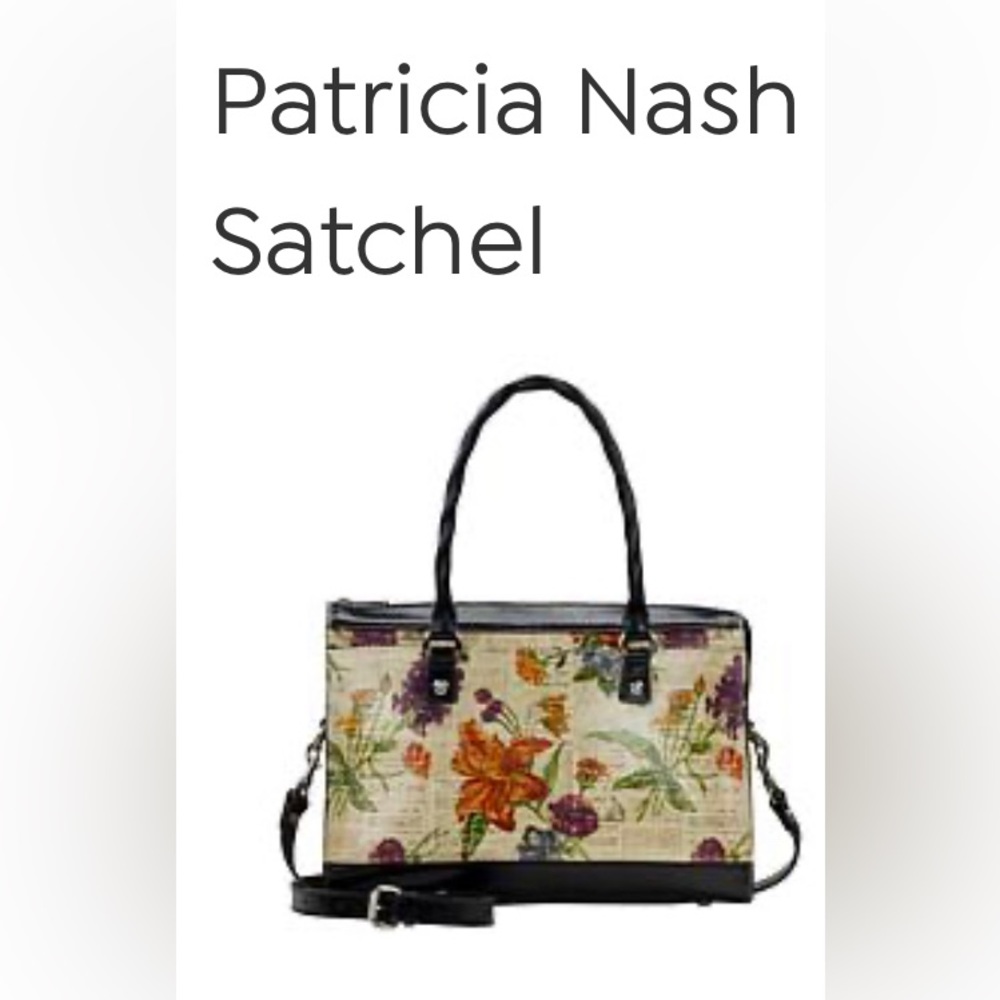 Patricia Nash Leather Josselin Satchel, Parisian Newspaper Print